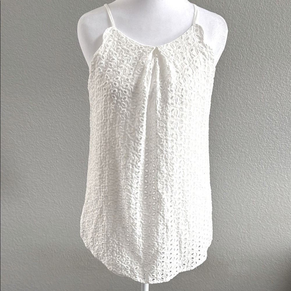 BCX White Embroidered Sleeveless Top size XL